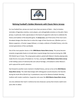 Reliving Football’s Golden Moments with Classic Retro Jerseys