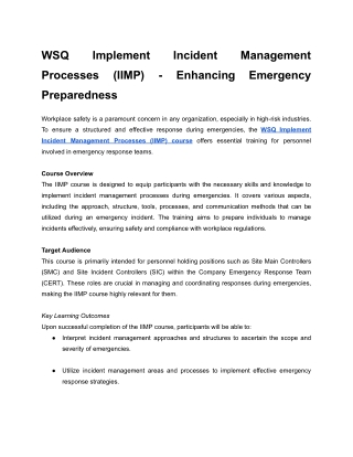 Incident Management Training in Singapore | Greensafe