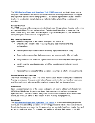 Perform Rigger and Signalman Task Singapore – Greensafe