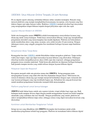 19DEWA- Situs Hiburan Online Terpadu 24 Jam Nonstop