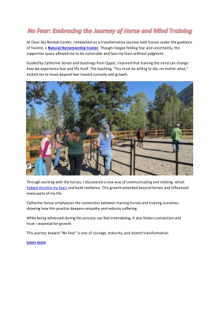 No Fear: Transformative Journey of Horse and Mind Training at Clear Sky