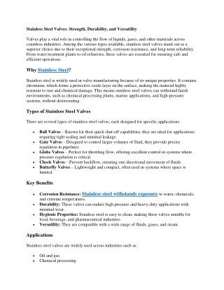 Stainless Steel Valves