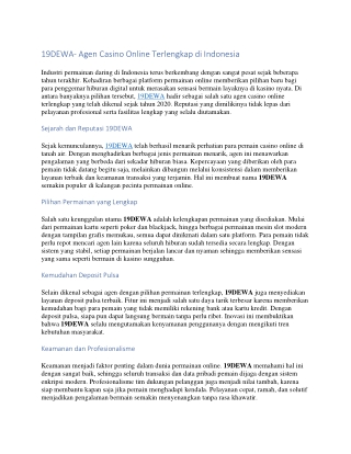 19DEWA- Agen Casino Online Terlengkap di Indonesia