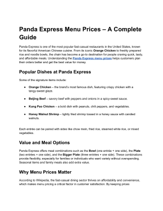 Panda Express Menu Prices – A Complete Guide