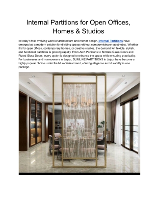 Internal Partitions for Open Offices, Homes & Studios (1)