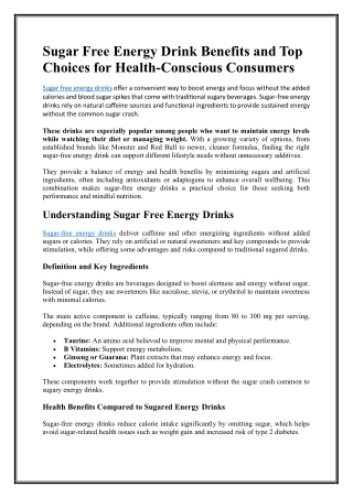 Sugar Free Energy Drink Benefits and Top Choices for Health-Conscious Consumers