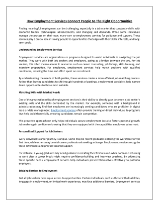 How Employment Services Connect People to The Right Opportunities
