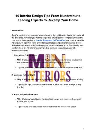 10 Interior Design Tips From Kundrathur’s Leading Experts to Revamp Your Home