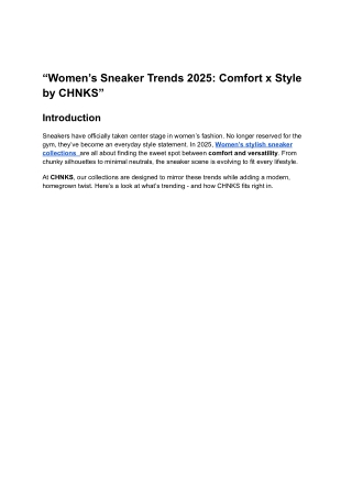 “Women’s Sneaker Trends 2025_ Comfort x Style by CHNKS”