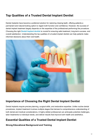Top Qualities of a Trusted Dental Implant Dentist