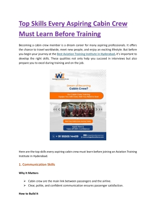 Top Skills Every Aspiring Cabin Crew Must Learn Before Training