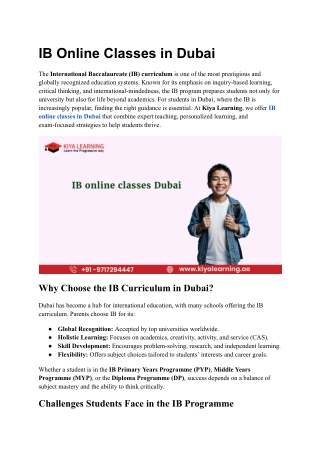 IB Online Classes in Dubai