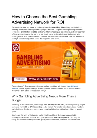 How to Choose the Best Gambling Advertising Network for ROI