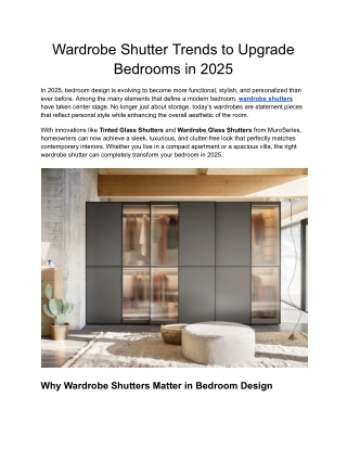 Wardrobe Shutter Trends to Upgrade Bedrooms in 2025
