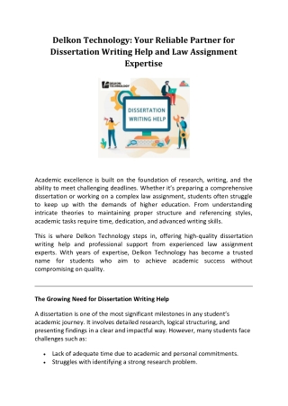 Delkon Technology: Your Reliable Partner for Dissertation Writing Help and Law A