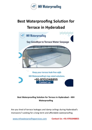 Best Waterproofing Solution for Terrace in Hyderabad