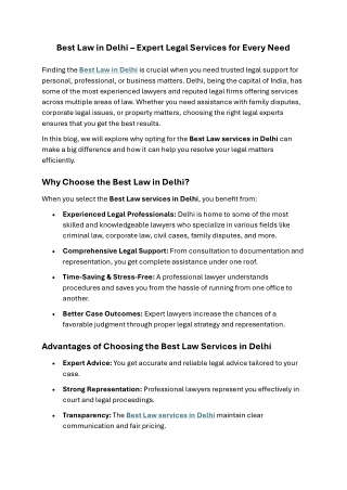Best Law in Delhi – Expert Legal Services for Every Need