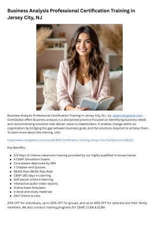 Business Analysis Professional Certification Training in Jersey City, NJ