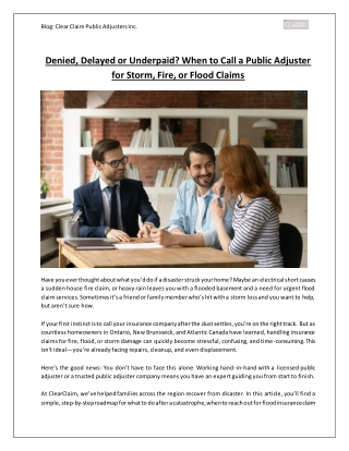 Denied, Delayed, or Underpaid Insurance Claims? Public Adjuster Insights