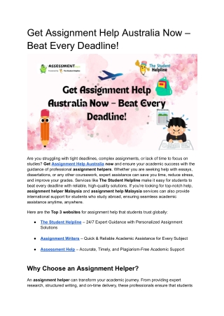 Get Assignment Help Australia Now – Beat Every Deadline