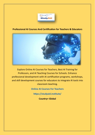 Professional AI Courses And Certification for Teachers