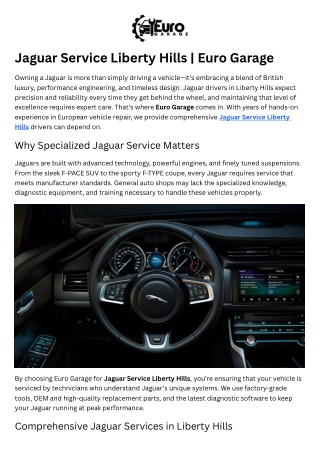 Jaguar Service Liberty Hills - Euro Garage