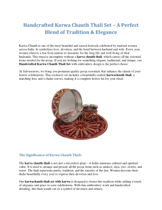 Handcrafted Karwa Chauth Thali Set  A Perfect Blend of Tradition & Elegance