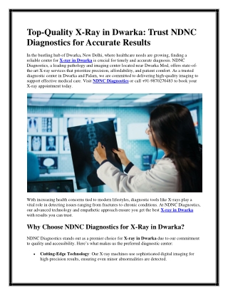 X-Ray in Dwarka | NDNC Diagnostics
