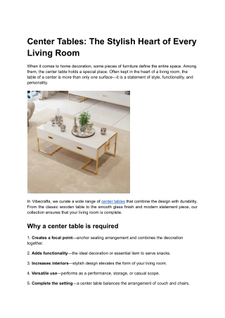 Center Tables_ The Stylish Heart of Every Living Room