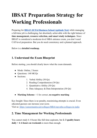 IBSAT Preparation Strategy for Working Professionals: A Complete Guide"