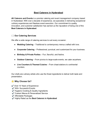 Best Caterers in Hyderabad