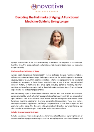 Decoding the Hallmarks of Aging A Functional Medicine Guide to Living Longer