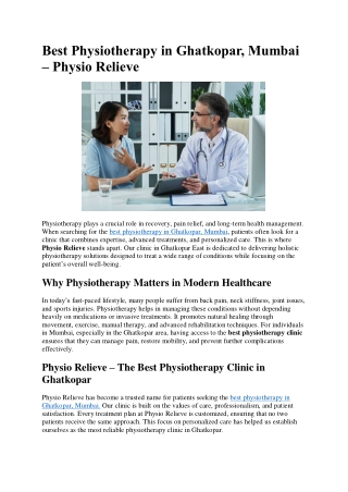 Best Physiotherapy in Ghatkopar