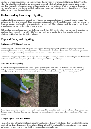 Backyard Lighting Essentials for Richmond BC Residents