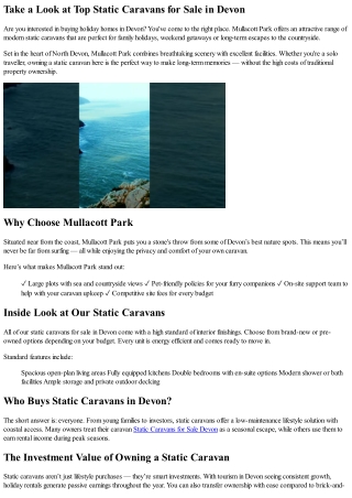 Discover Popular Static Caravans for Sale in Devon