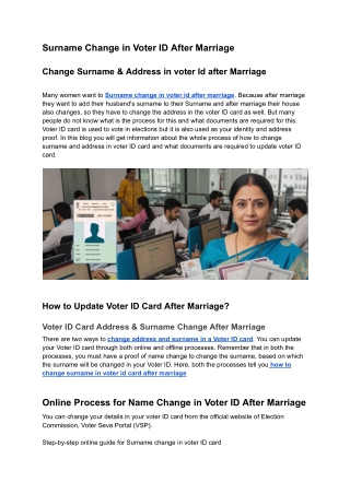 Name Change in Voter ID After Marriage