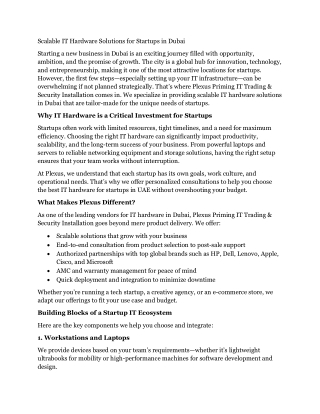 Scalable IT Hardware Solutions for Startups in Dubai