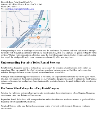 Porta potty rental company near riverside