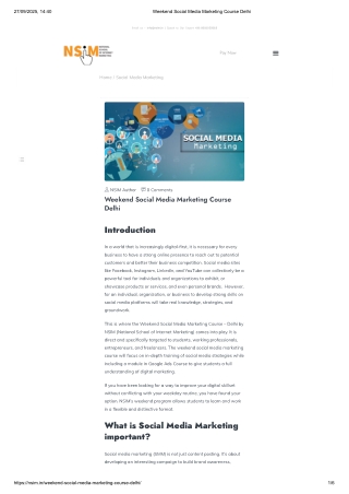 Weekend Social Media Marketing Course Delhi