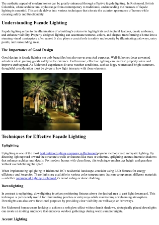 Façade Lighting Techniques for Modern Homes in Richmond BC