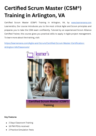 Certified Scrum Master (CSM®) Training in Arlington, VA