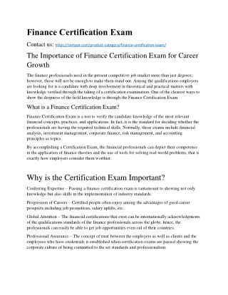 Finance Certification Exam
