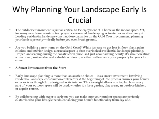 The Secret to a Perfect Yard: Starting Your Landscaping Plan Early