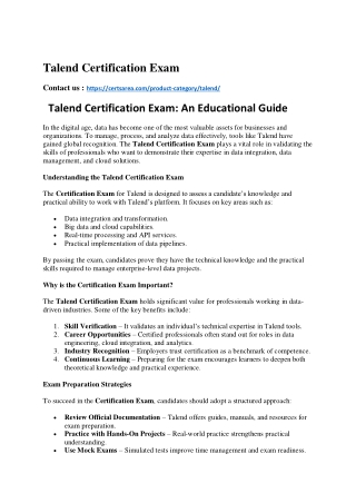 Talend Certification Exam