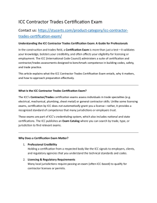 ICC Contractor Trades Certification Exam (1)