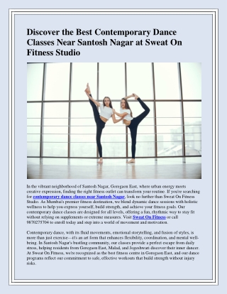 Contemporary Dance Classes Near Santosh Nagar