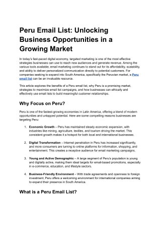 Peru Email List: Unlocking Business Opportunities in a Growing Market