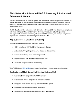 Flick Network – Advanced UAE E-Invoicing Accreditation & Secure E Invoice Software