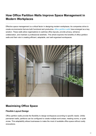 How Office Partition Walls Improve Space Management in Modern Workplaces
