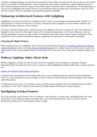 Accent Lighting Ideas to Showcase Your Landscaping in Richmond BC